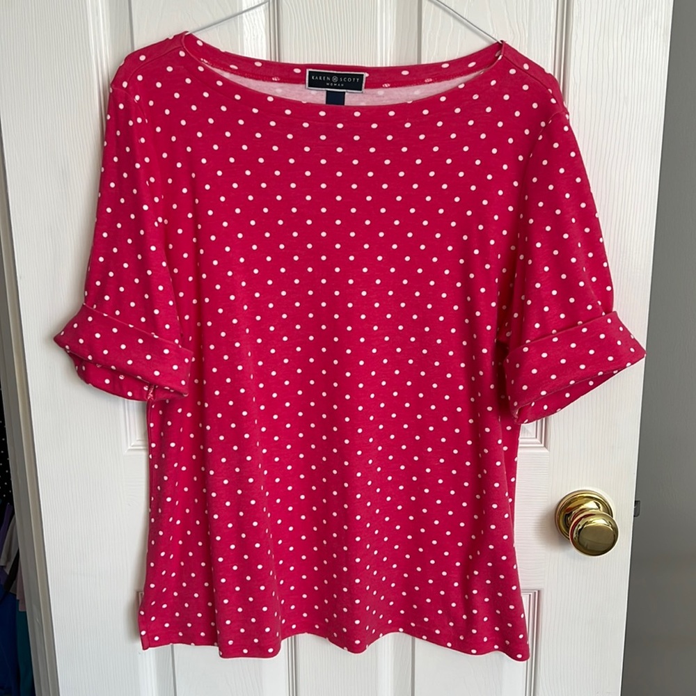 Karen Scott Polka Dot Blouse